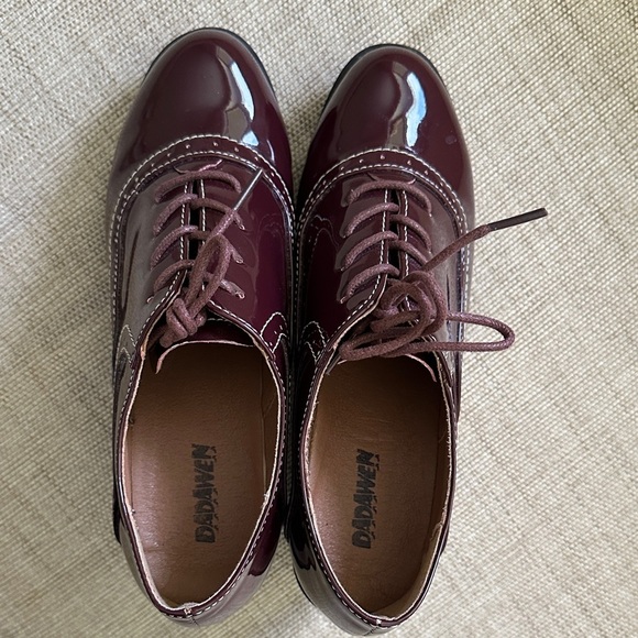 DADAWEN Women's Lace-up Platform Oxfords Mid Block Heel Brogue Shoe Patent *Read - Picture 9 of 17